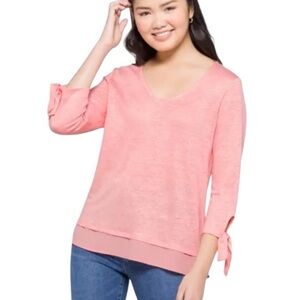 NWT Sanctuary Mayari Tie Sleeve‎ Linen Knit Top Pink XL